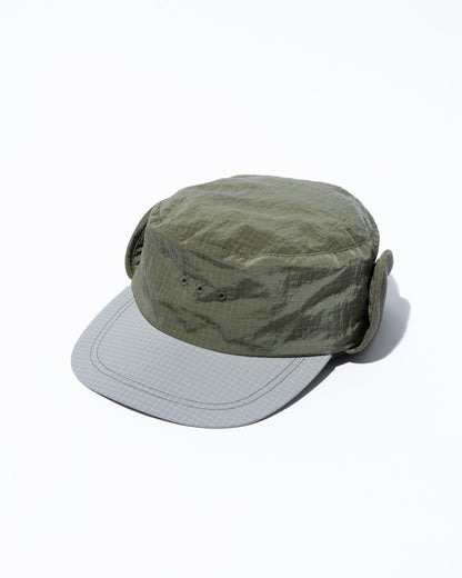 Ear flap cylinder hat　”Olive"