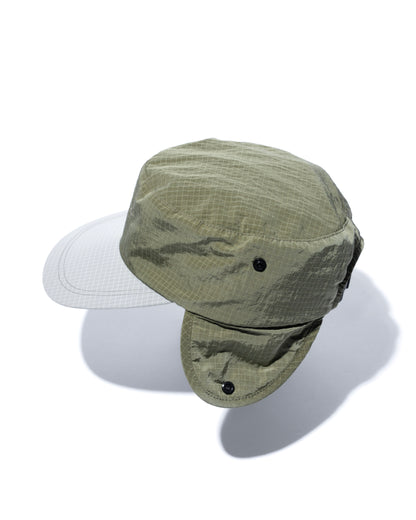 Ear flap cylinder hat　”Olive"